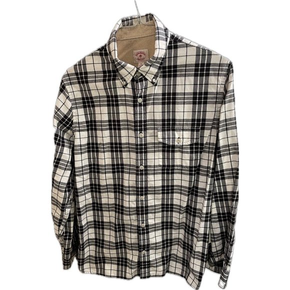 Brooks Brothers Red Fleece XL Black White Plaid L/S Button Up Flannel Shirt - Picture 1 of 9